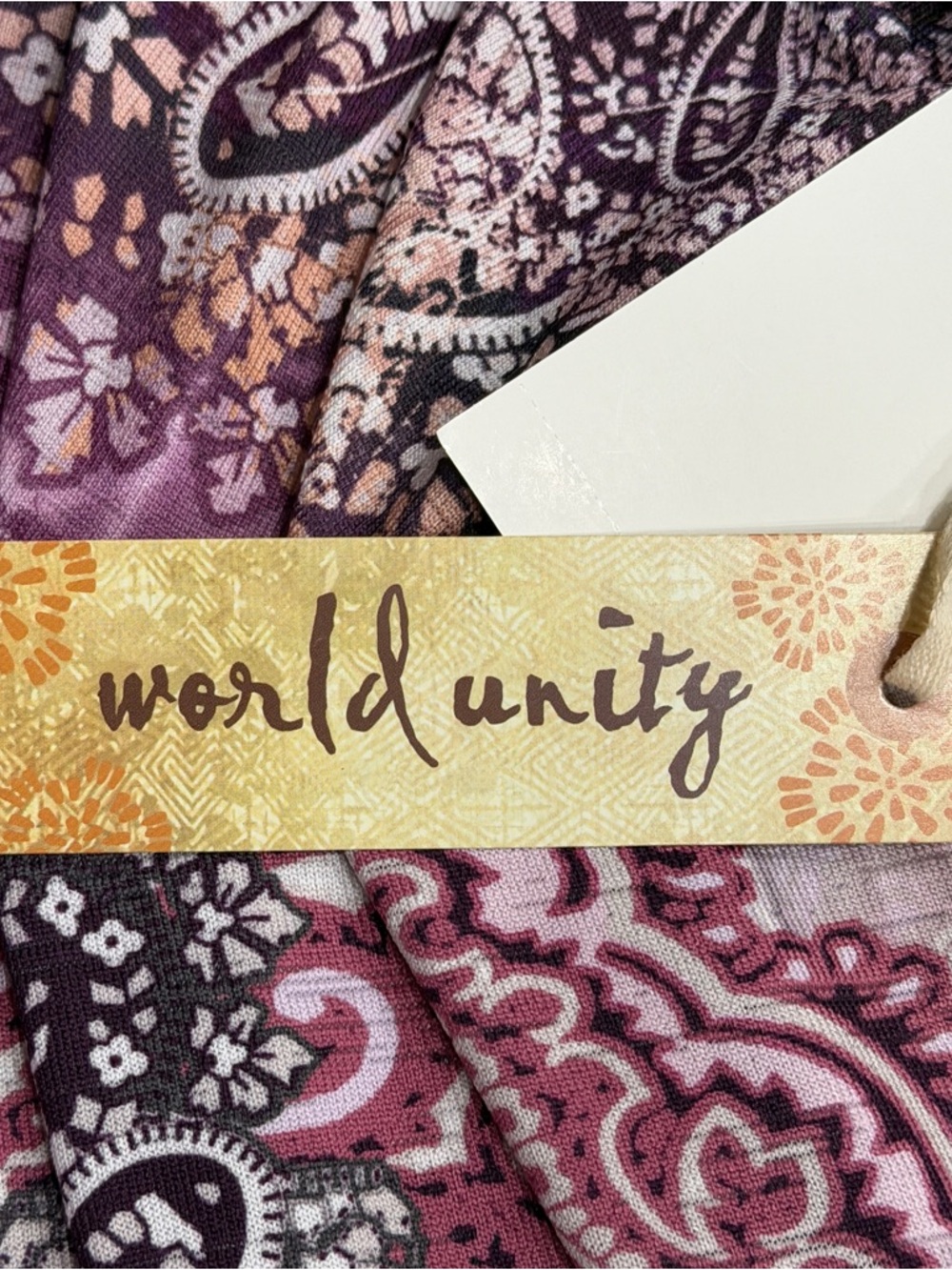 Unity World Fairy Tunic Top Womens L Purple Paisley Pleated Babydoll Hankerchief - Picture 5 of 9